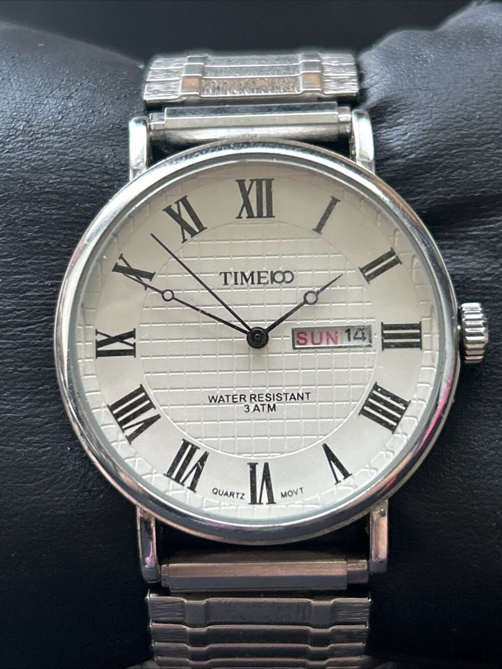 Time 100 White Dial Silver Tone Men’s Quartz Watch